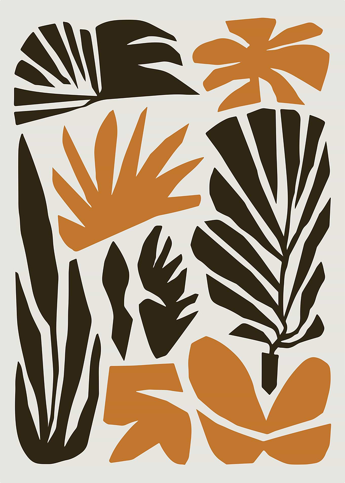 Bold Tropical Abstract Leaf in Earthy Tones