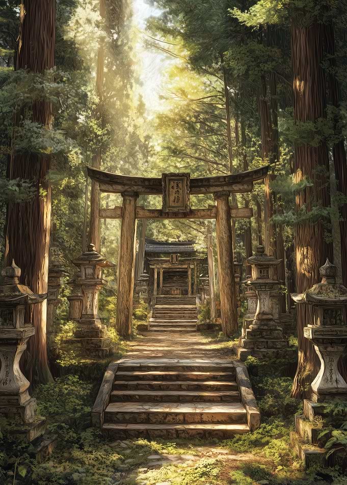 Japanese Shrine in Forest