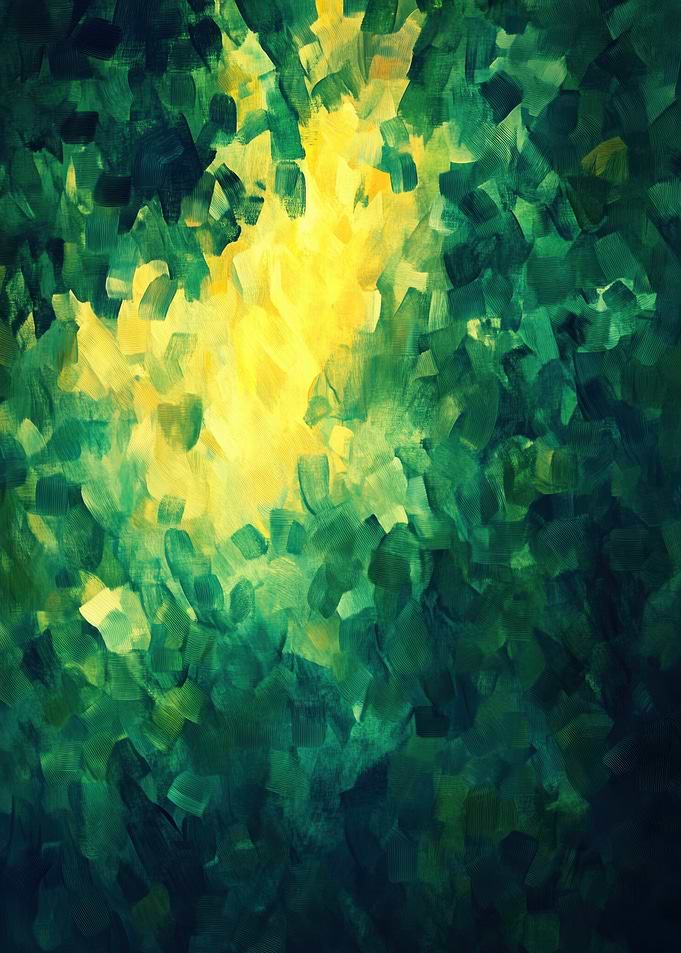 Abstract Green and Yellow Painting