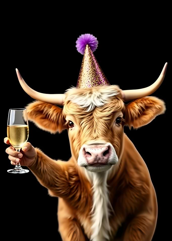 Cow in Party Hat
