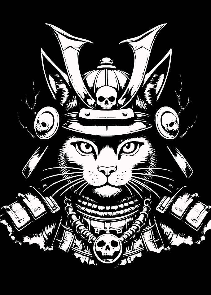 Samurai Cat Skull