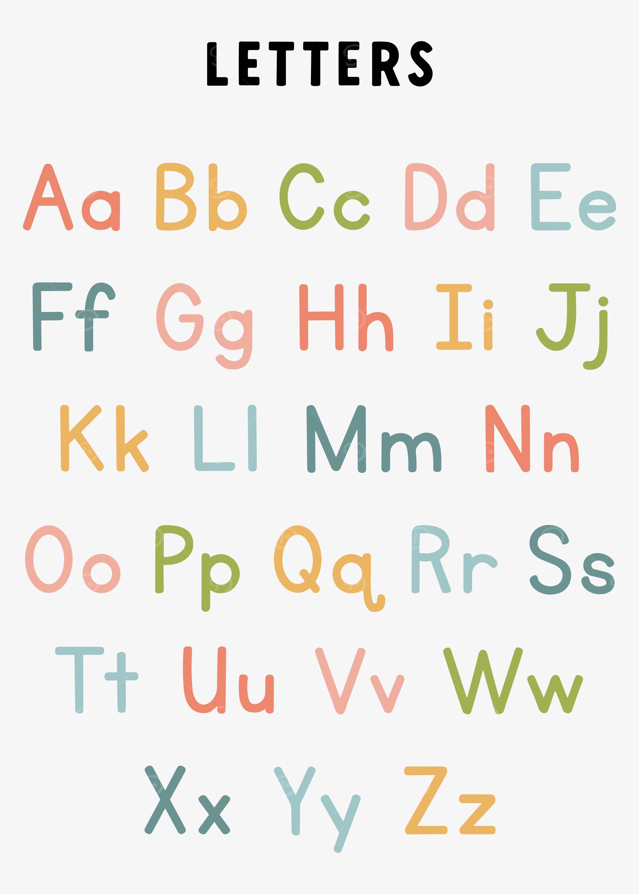 Alphabet Chart with Colorful Letters
