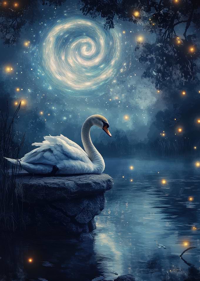Swan Under a Whirlwind Moon