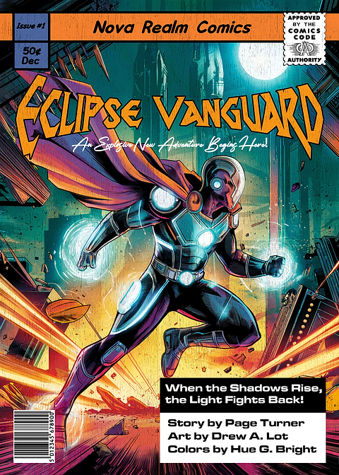 Eclipse Vanguard Comic Cover — golden age comic art on metal