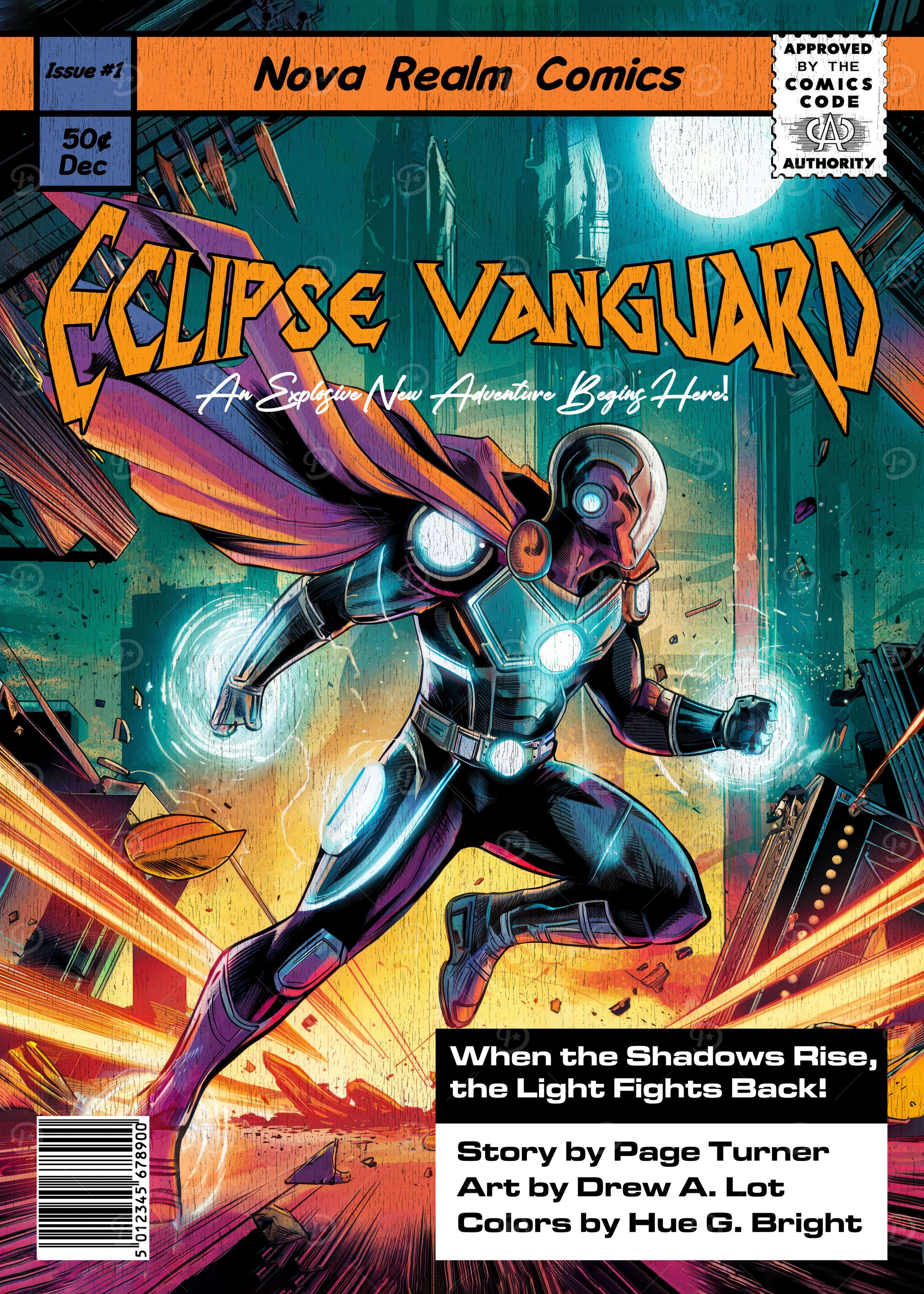 Eclipse Vanguard Comic Cover — golden age comic art on metal