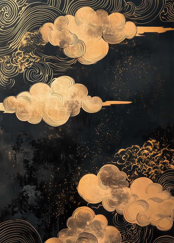 Gold Clouds on Black