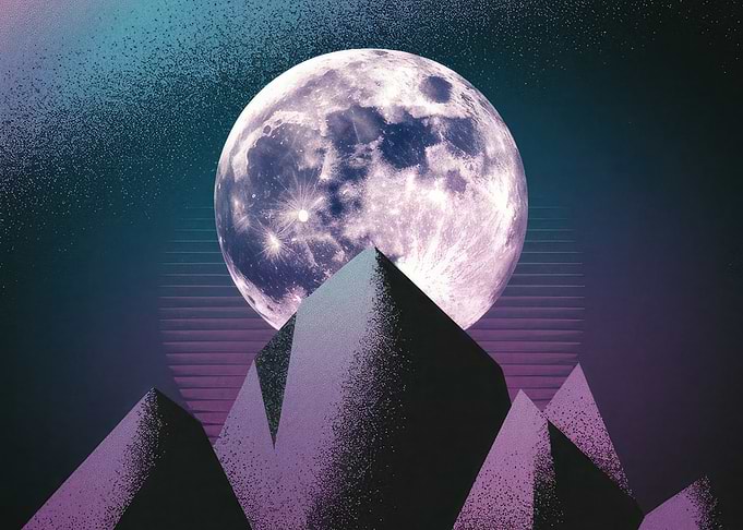 Full Moon Over Mountains