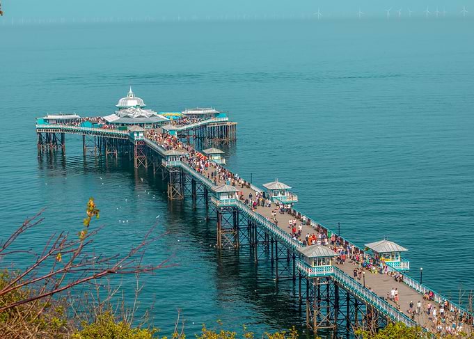 Crowded Pier Overlooking Ocean