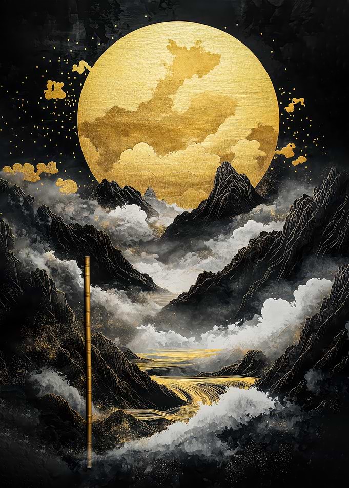 Golden Moon Mountainscape
