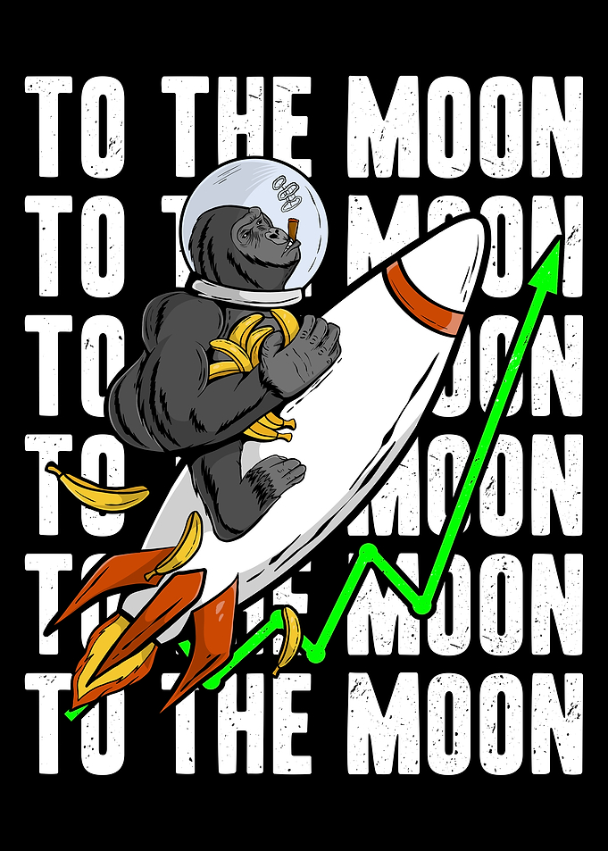 Funny Ape with Bananas To The Moon Stock Trader