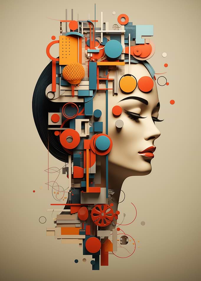 Abstract Woman with Geometric Design