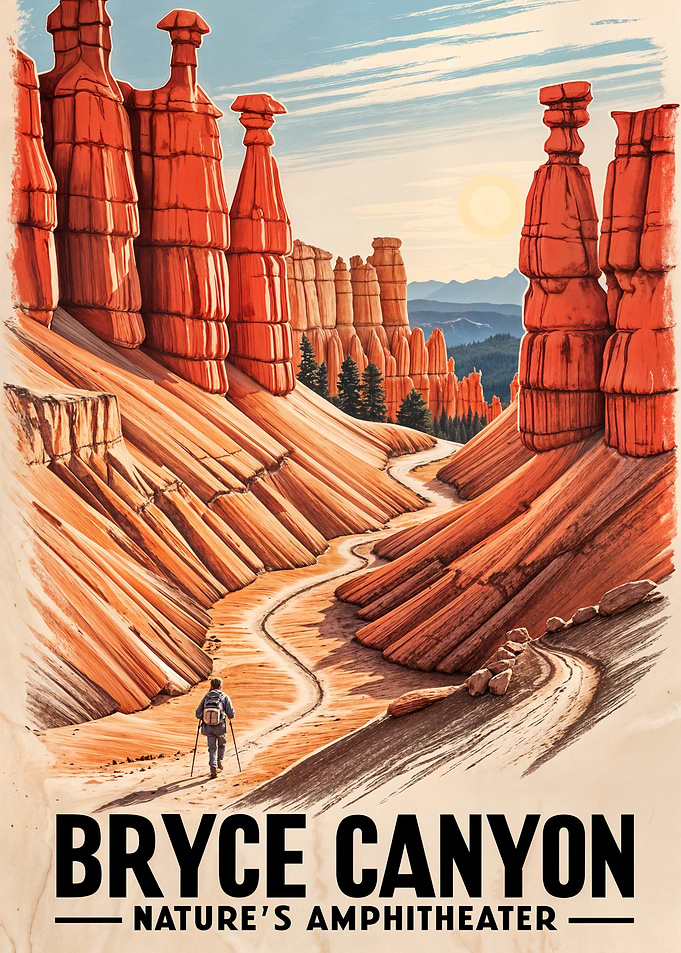 Vintage Travel Poster Bryce Canyon National Park
