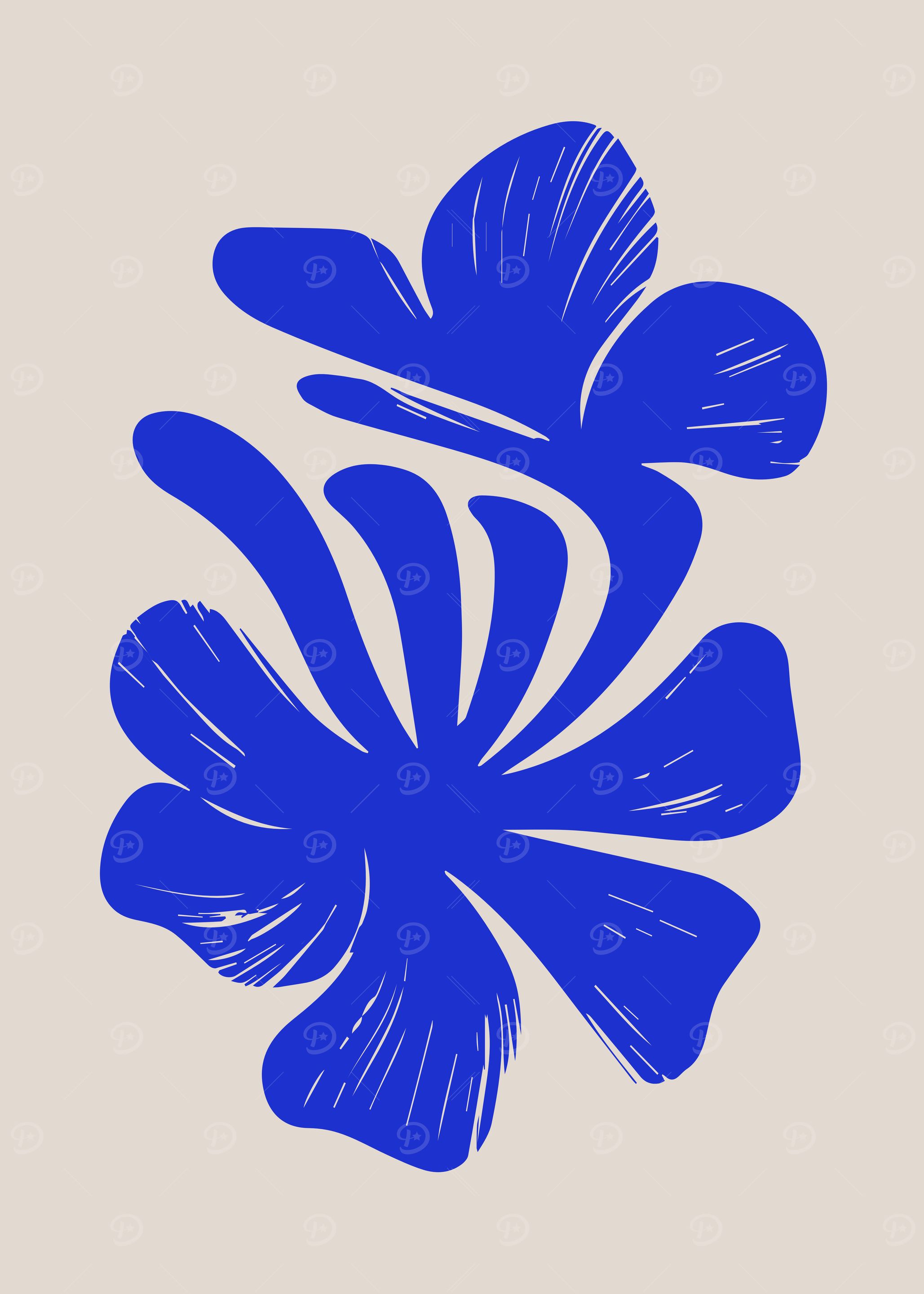 Bold Abstract Floral in Vibrant Blue