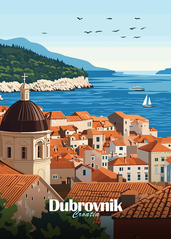 Dubrovnik Croatia Travel Poster