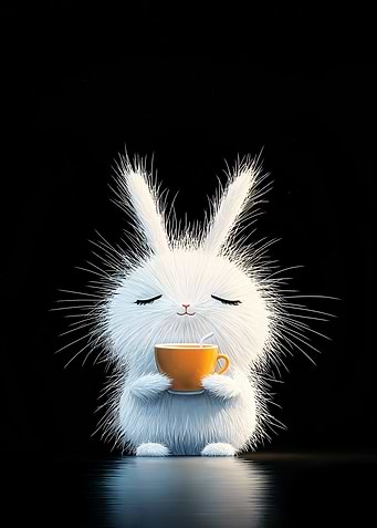Cute Bunny with Coffee
