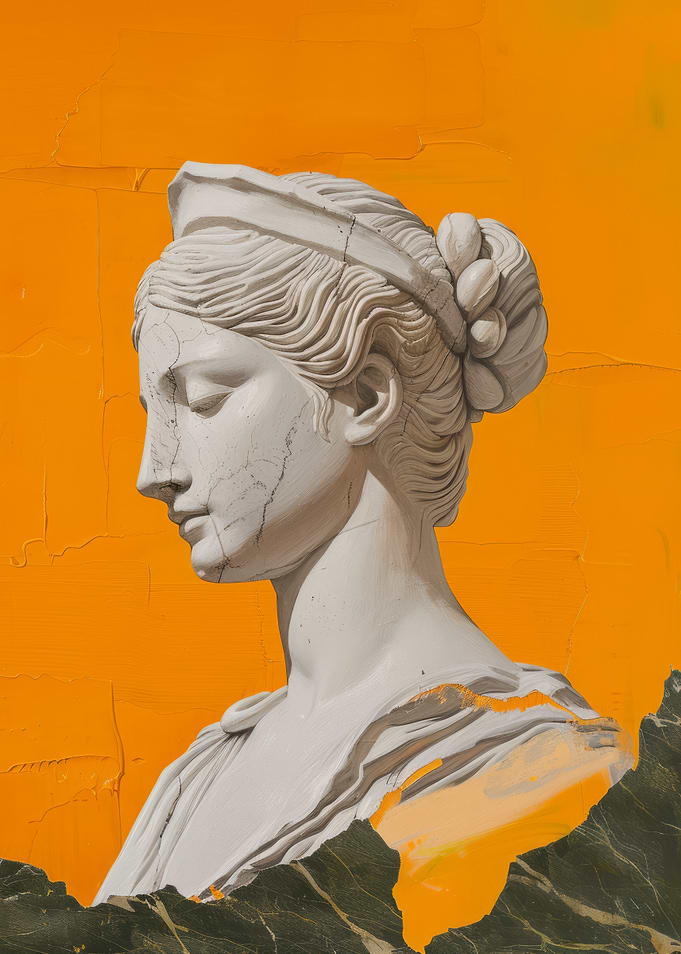 Classical Bust on Orange