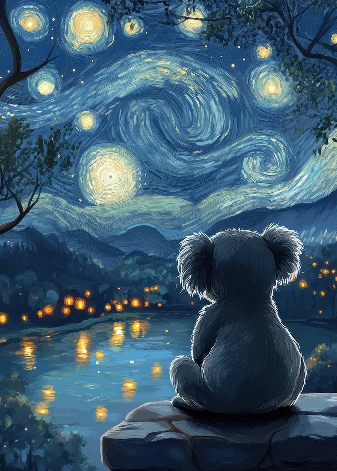 Koala Under Starry Night