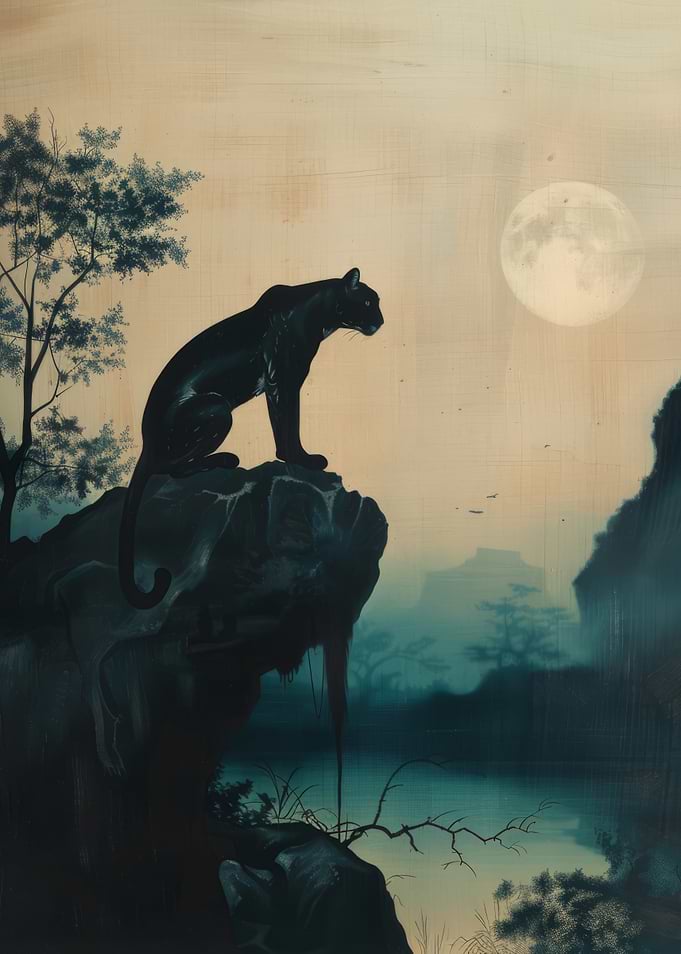 Black Panther Under Moonlight