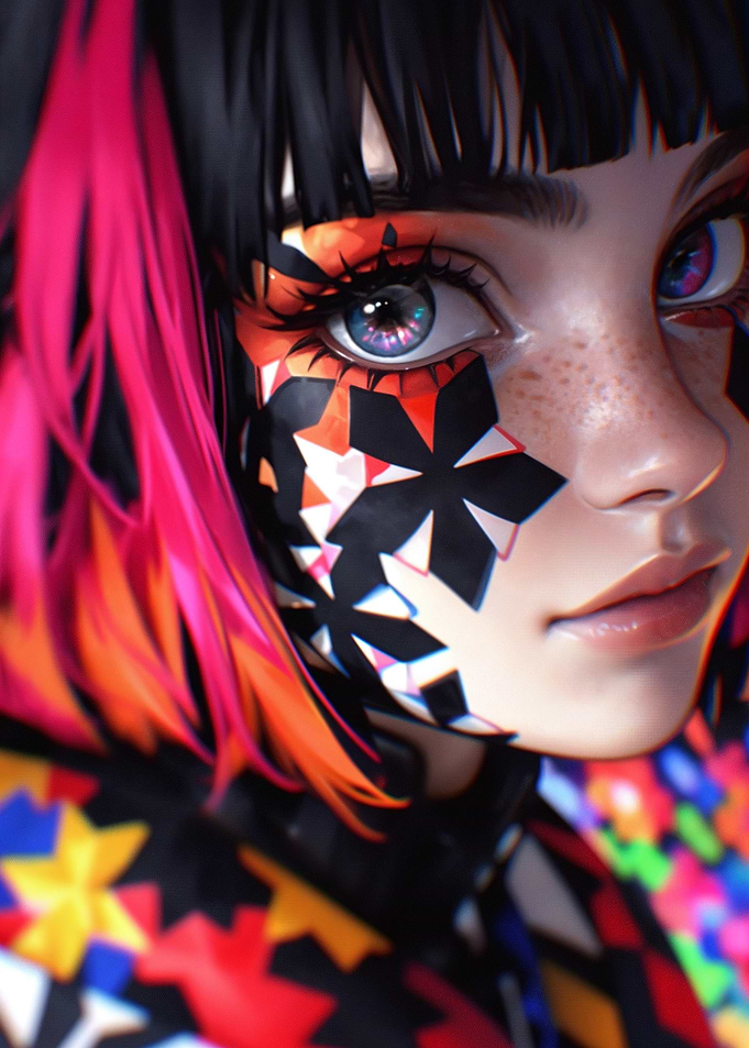 Anime Girl with Colorful Makeup