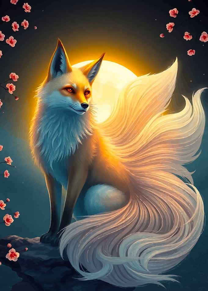 Kitsune Under Moonlight