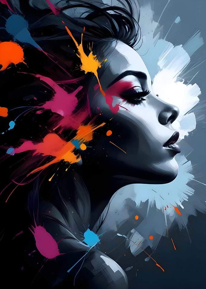 Woman with Colorful Splashes