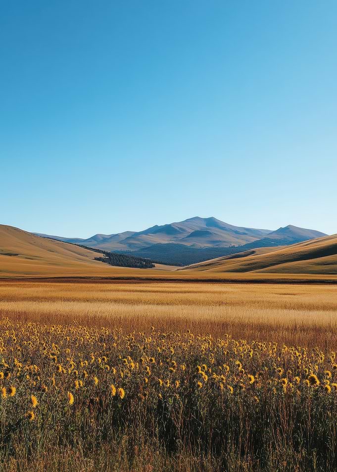 Sunflowers in a Mountain Valley