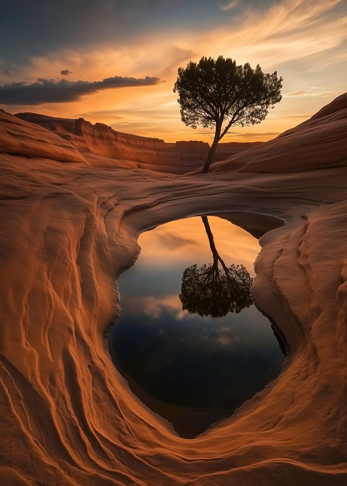 Tree Reflection in Desert Pool