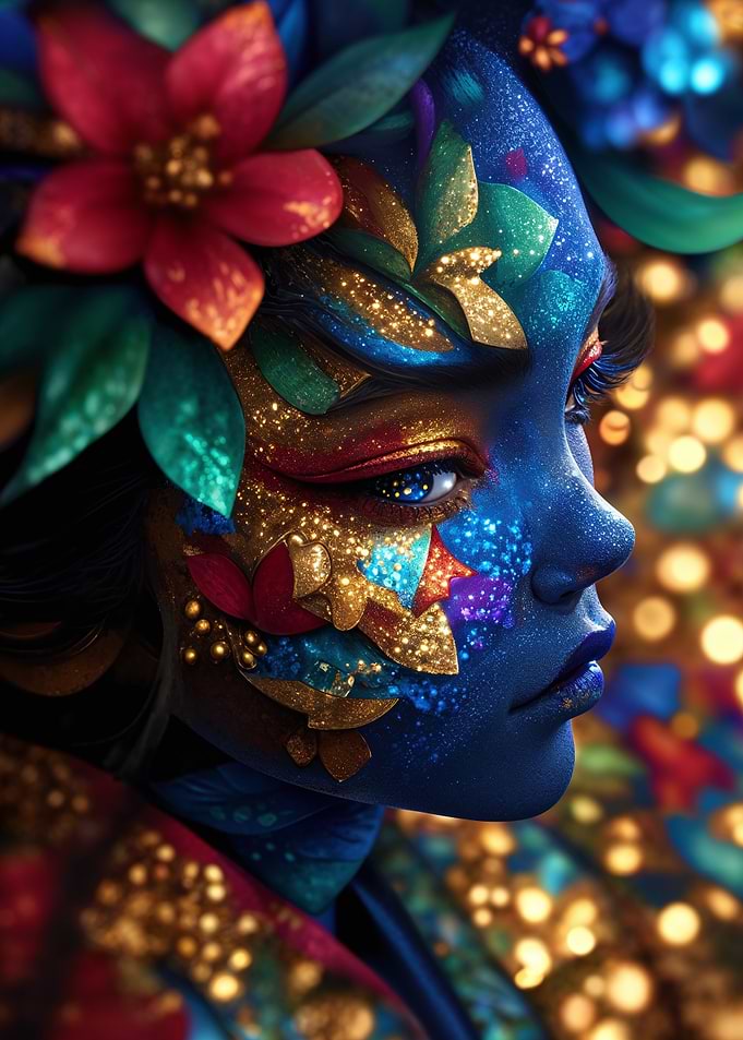 Blue Skin, Gold Glitter
