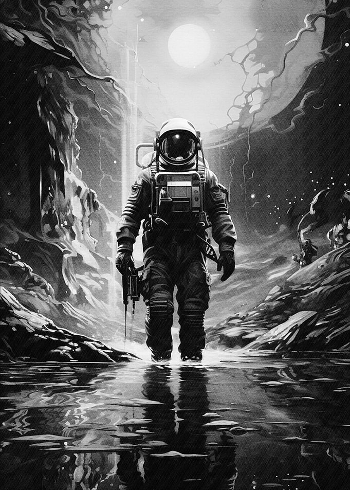 Astronaut in a Lunar Landscape