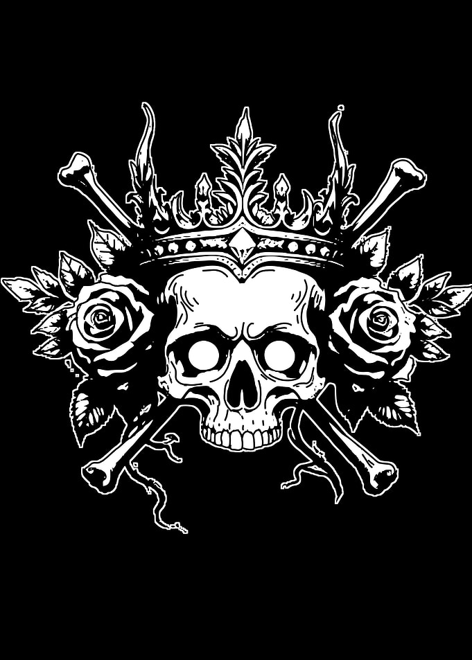 Skull with Crown and Roses