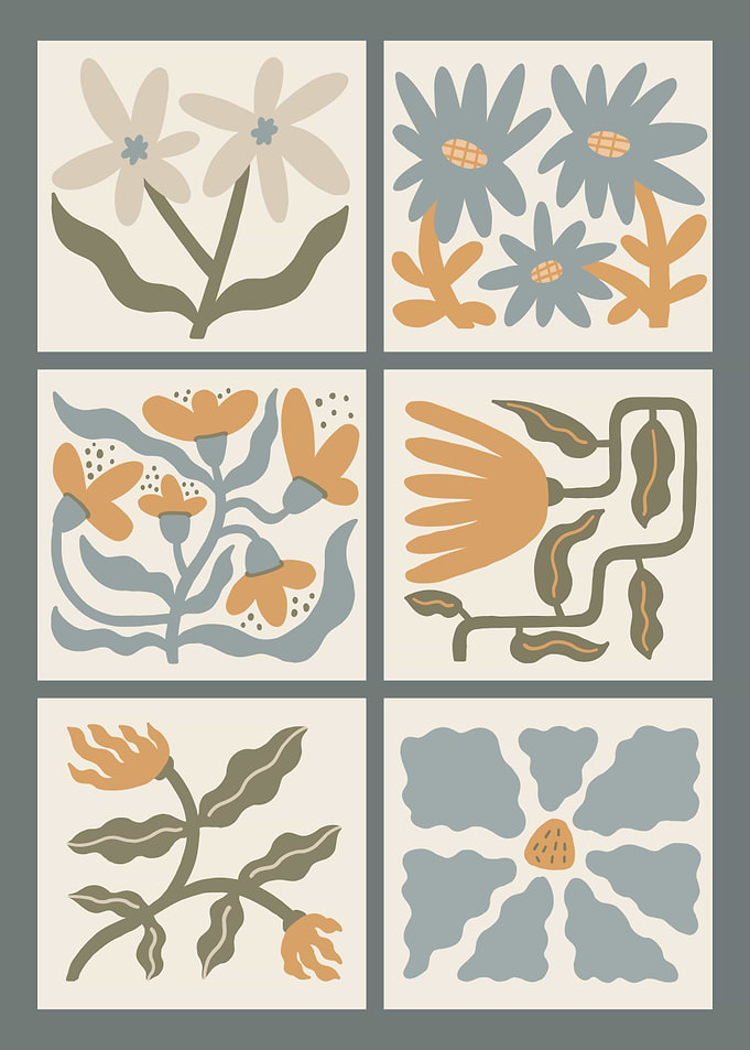 Minimalist Wavy Floral Boho Grid