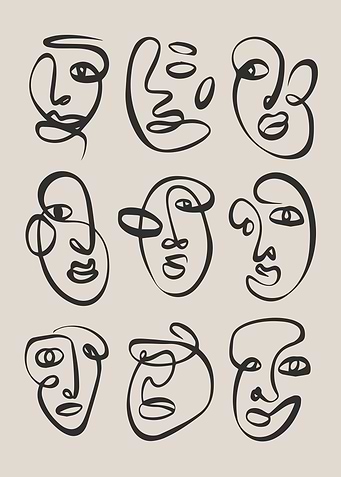 Abstract Line Art Faces