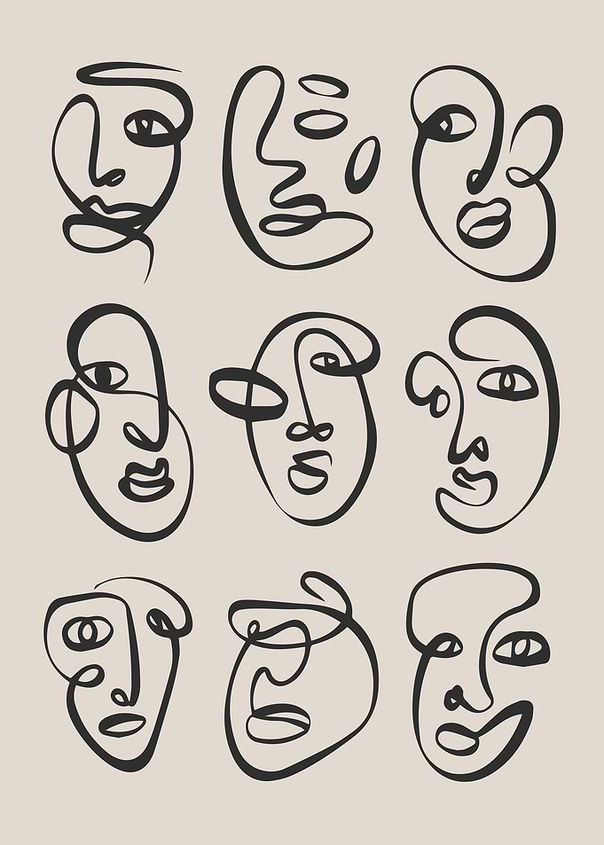 Abstract Line Art Faces