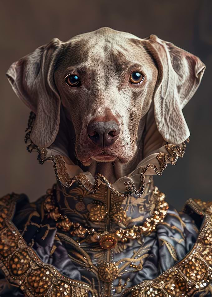 Weimaraner in Renaissance Attire