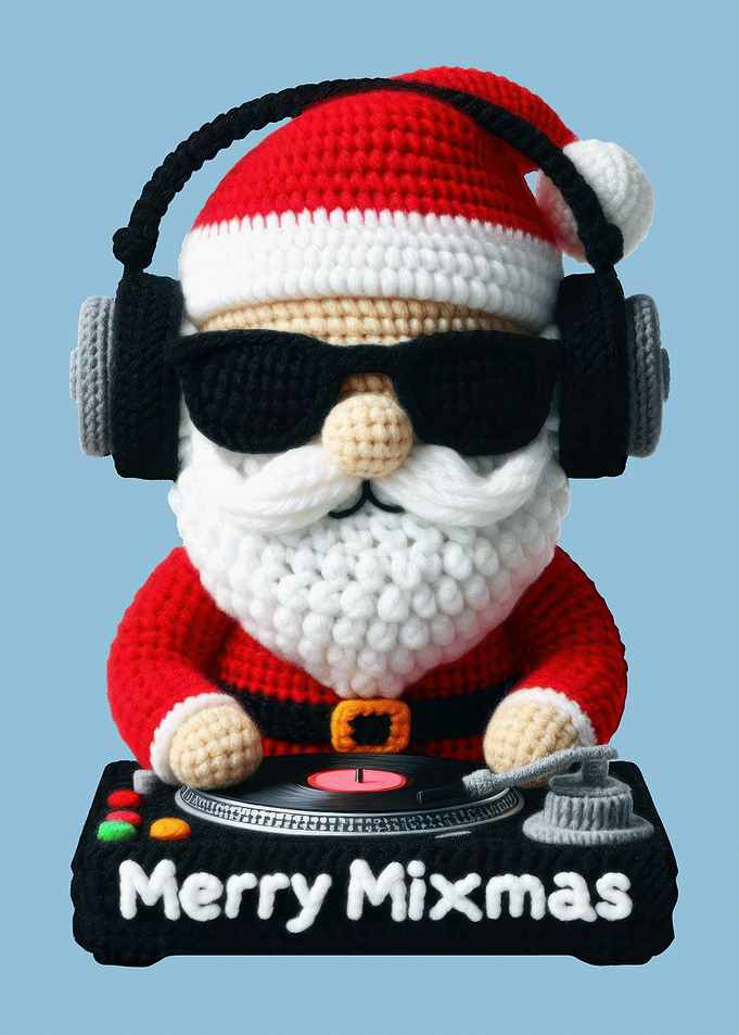 Crocheted DJ Santa Claus