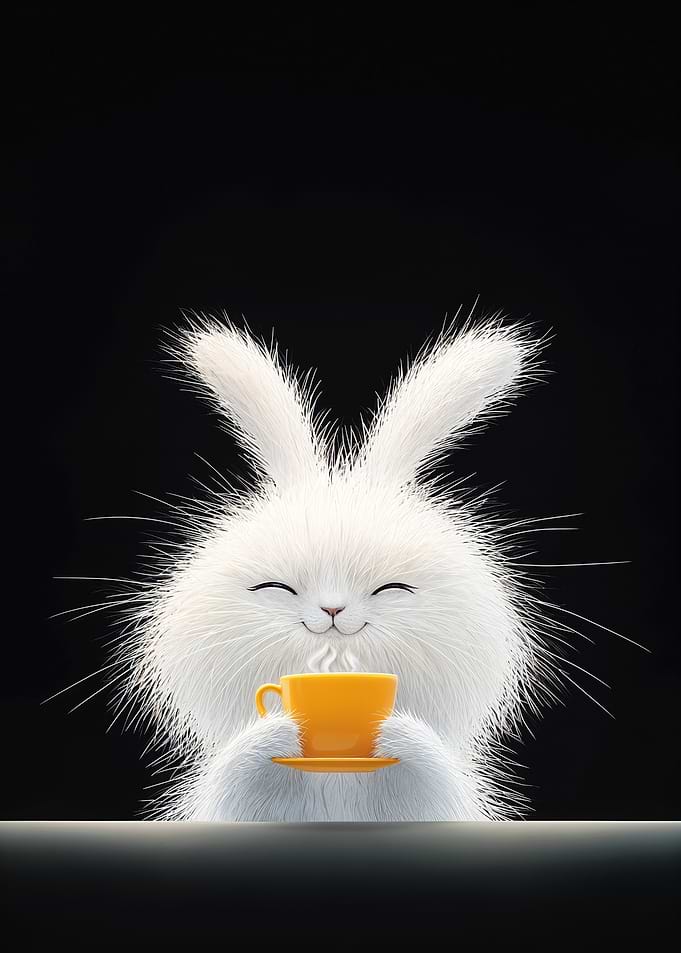 Cute Bunny with Coffee