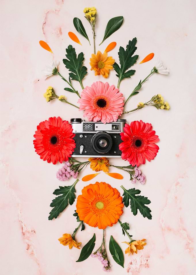 Vintage Camera with Flowers