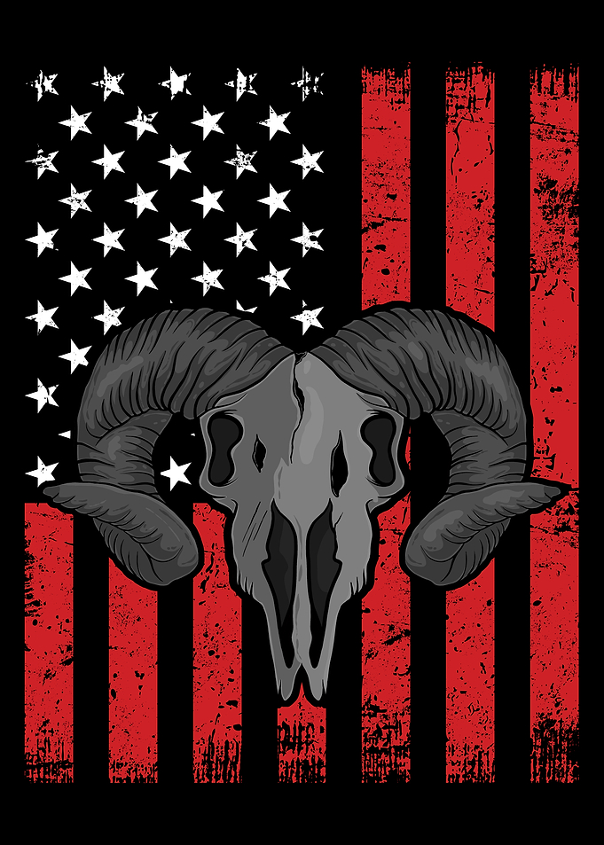 Ram Skull Patriotic Hunting Distressed American Flag