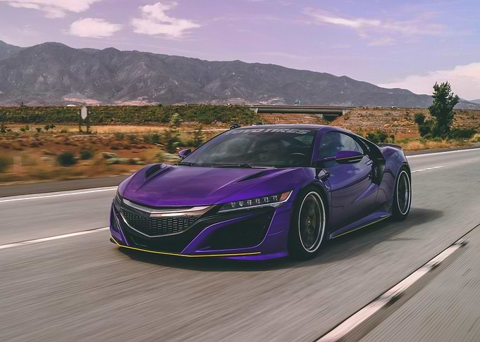 Purple Acura NSX on Road