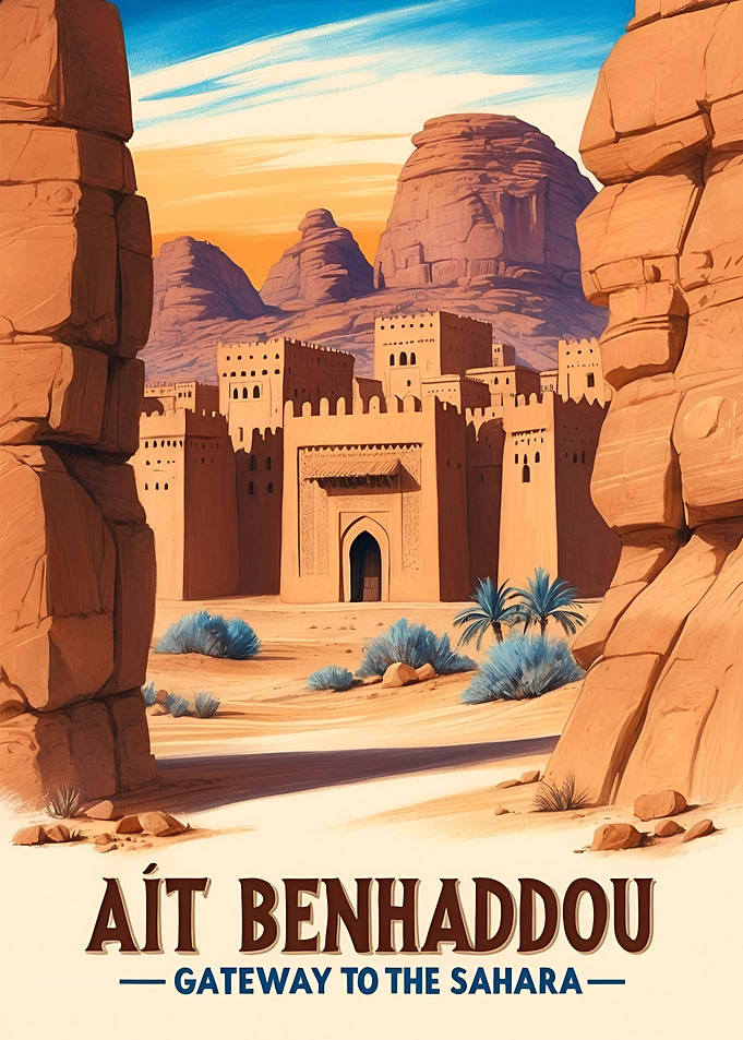 Vintage Travel Poster Aït Benhaddou: Gateway to the Sahara