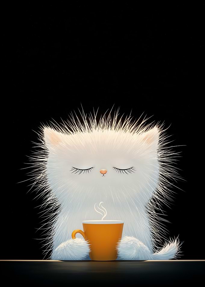 Cute Cat with Coffee