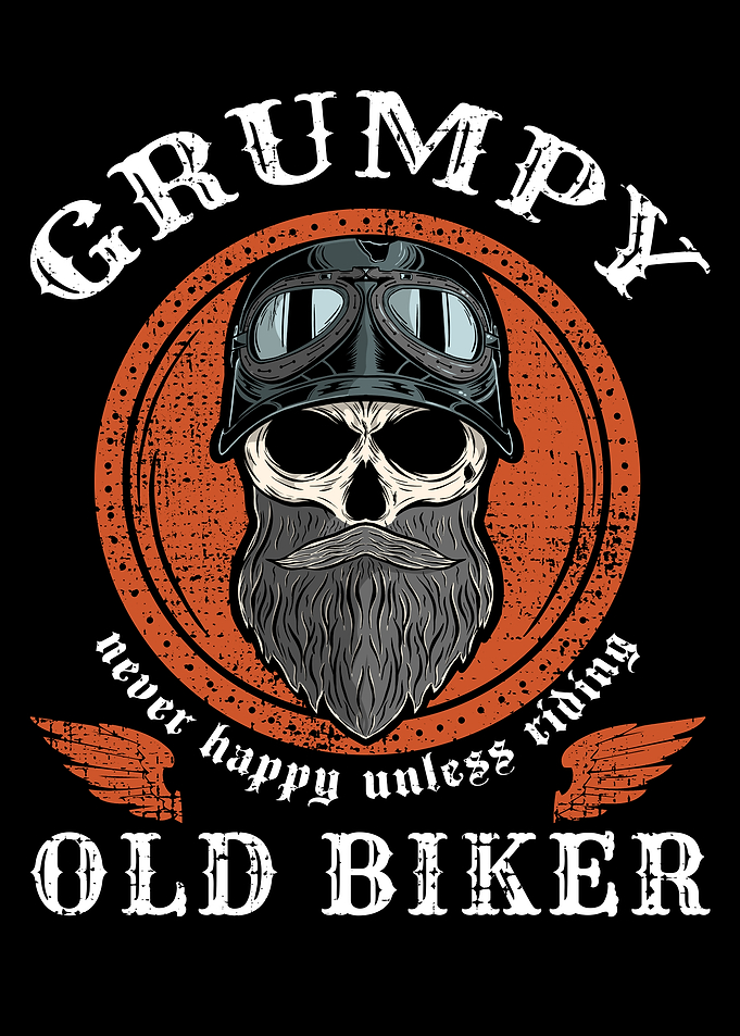 Grumpy Old Biker Skull Vintage Motorcycle Biker