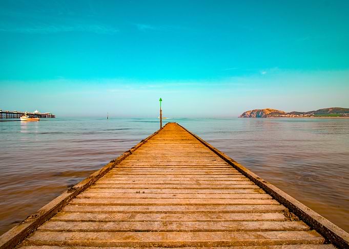 Wooden Pier Leading to Sea Llandudno England