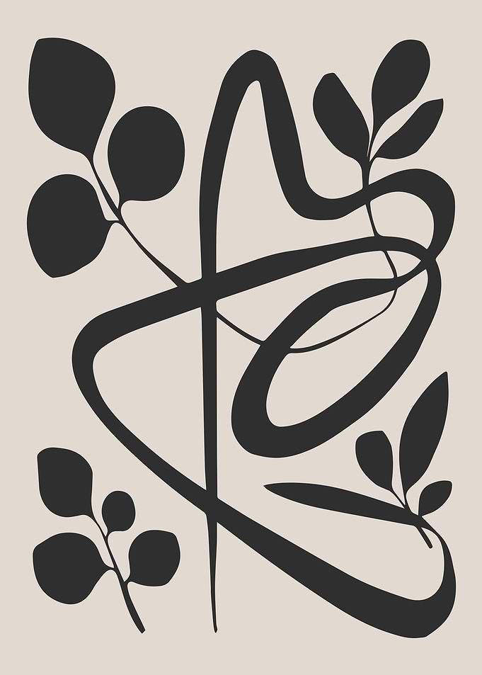 Modern Abstract Botanical in Black