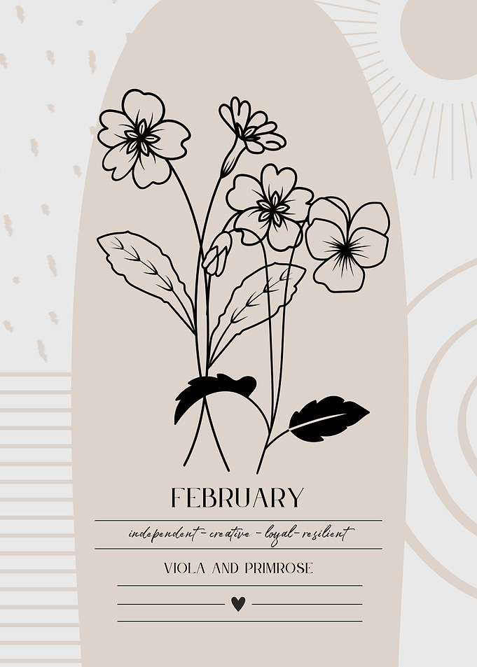 February Birth Flower Viola Violet Primrose