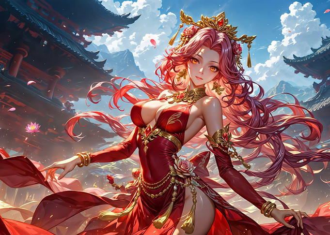 Japanese Anime Girl in Red