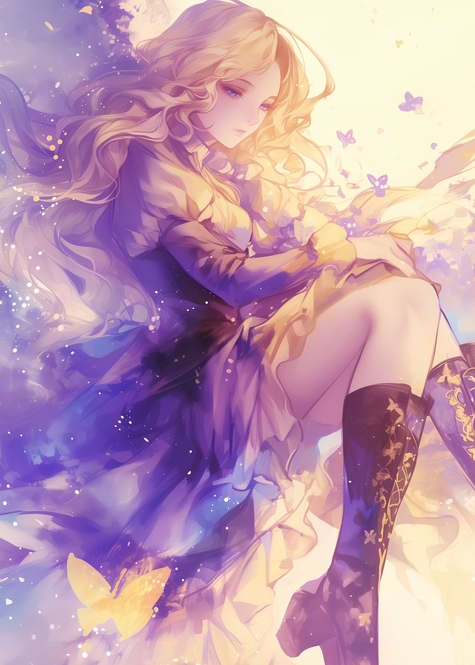 Anime Girl with Butterflies