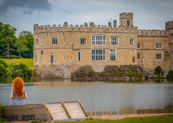 Leeds Castle with Red Hair Woman