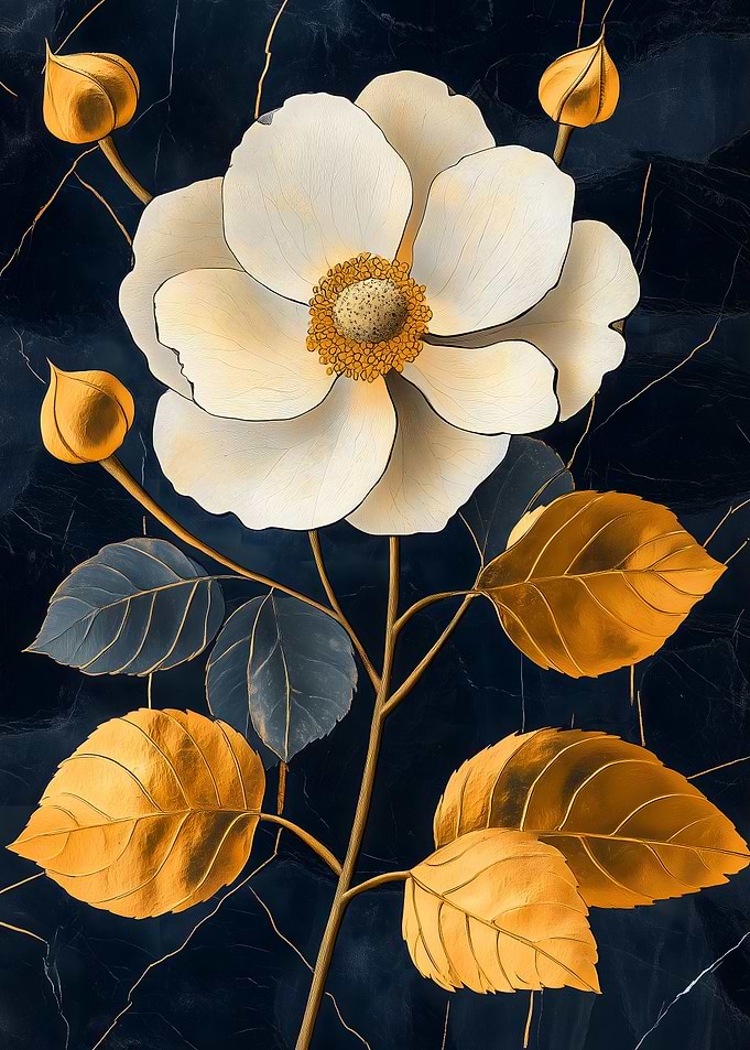 Golden Flower on Black