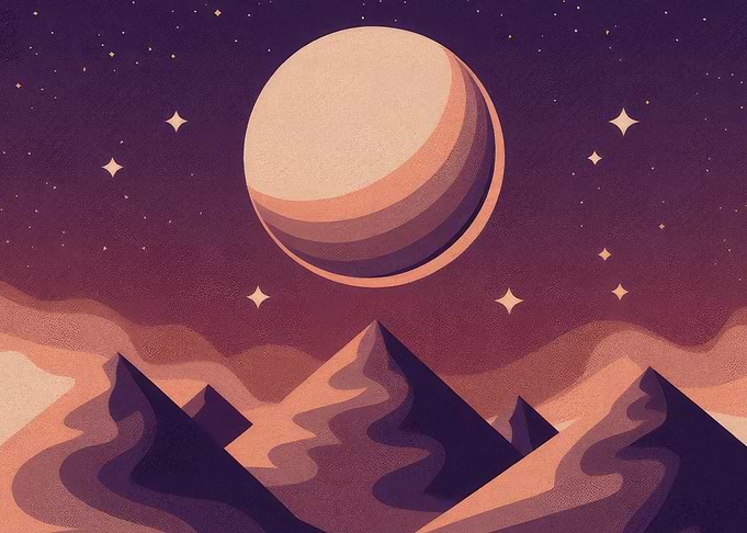 Night Sky with Planet and Mountains